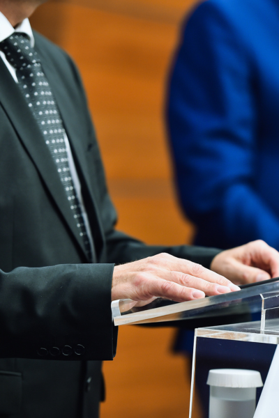 man at podium. 